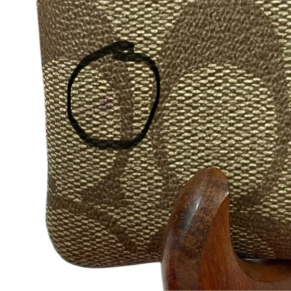 Coach EUC Rainbow Radial Print Khaki and Tan Pride Small Corner Zip Wristlet - Picture 13 of 17